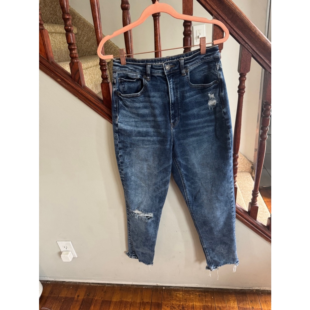 8R AE Highest Rise Mom Jeans - dark wash